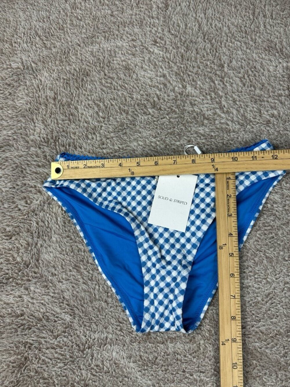 NWT Solid & Striped The Daphne Swim Bottom Small Cosmic Blue Gingham Daisy $108 - Picture 3 of 10